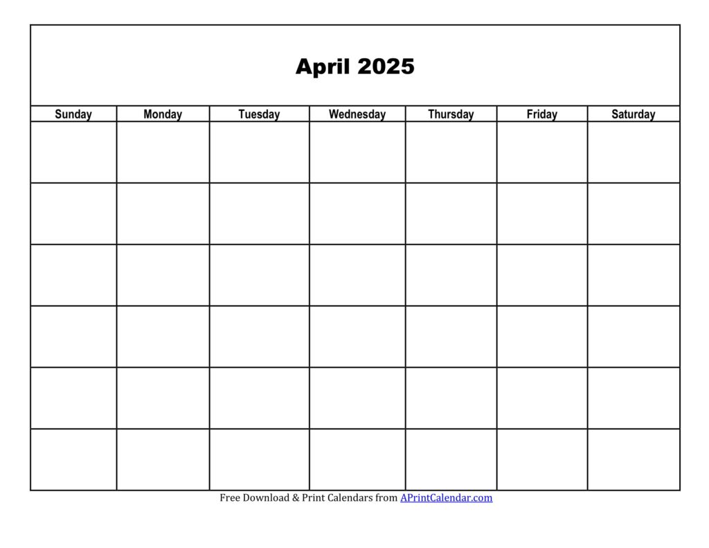 April 2025 Blank Calendar Printable