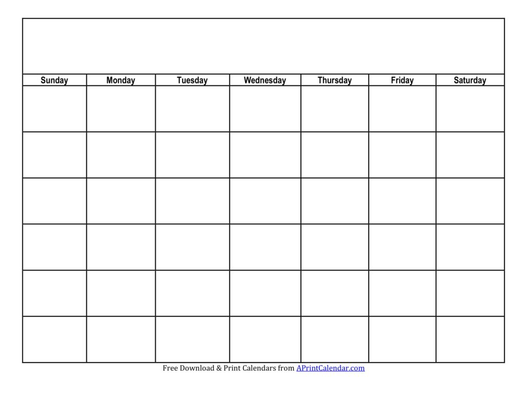 Blank Calendar Printable Sunday Start