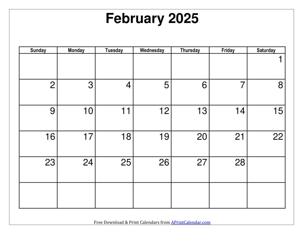 February 2025 Calendar Sunday Start