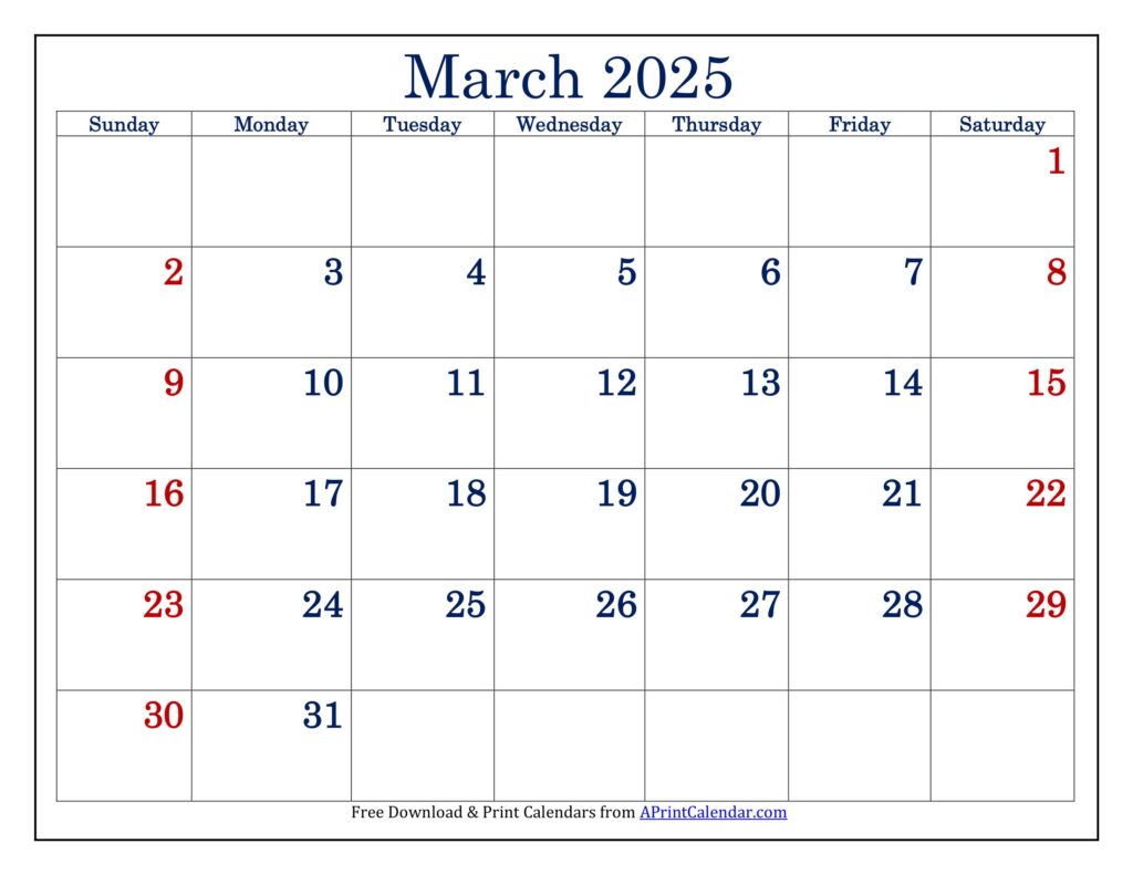 March 2025 Calendar Printable