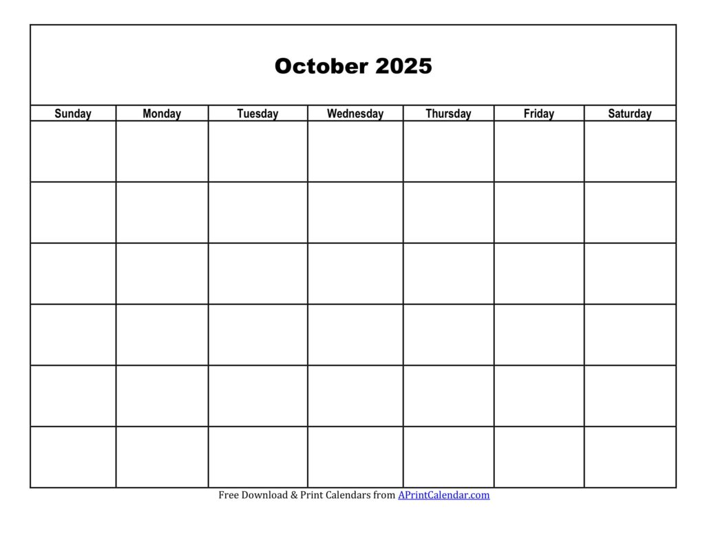 October 2025 Blank Calendar Printable