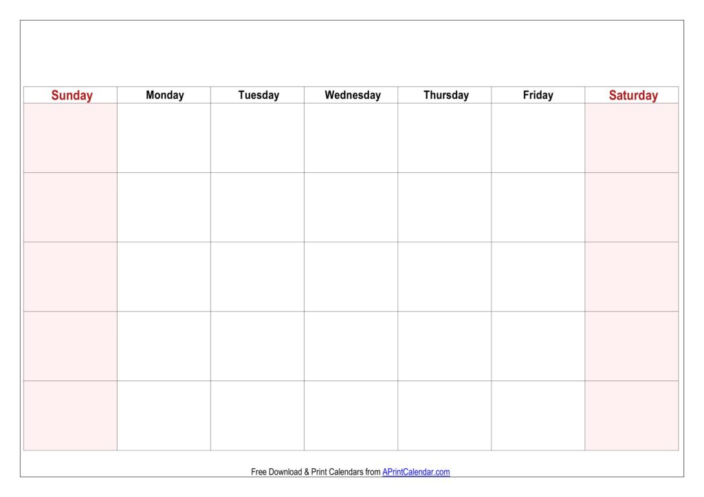 Printable Blank Calendar PDF